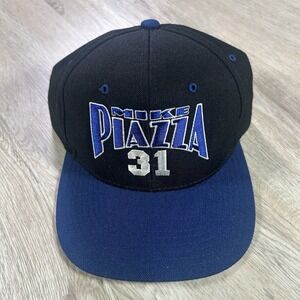VTG American Needle LA Dodgers Piazza Snapback Hat MLB Black Blue Wool Blend Cap